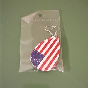 American Flag Teardrop Dangle Earrings - Red White Blue